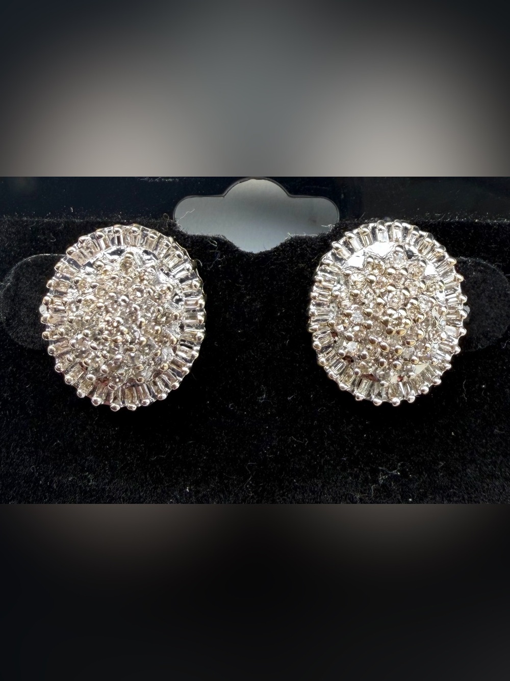 10k White & Yellow Gold Diamond Cluster Earrings